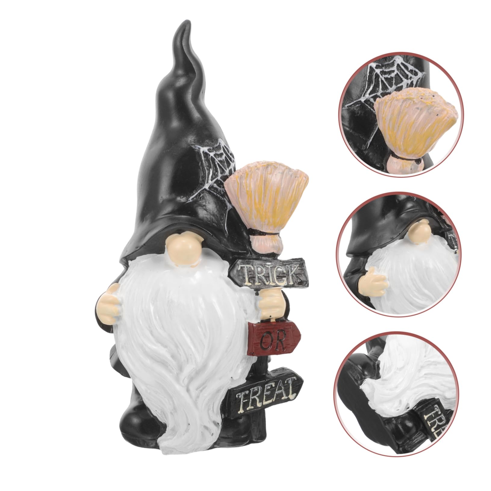VANZACK Statue de GNOME de Jardin en Résine Noire pour Extérieur