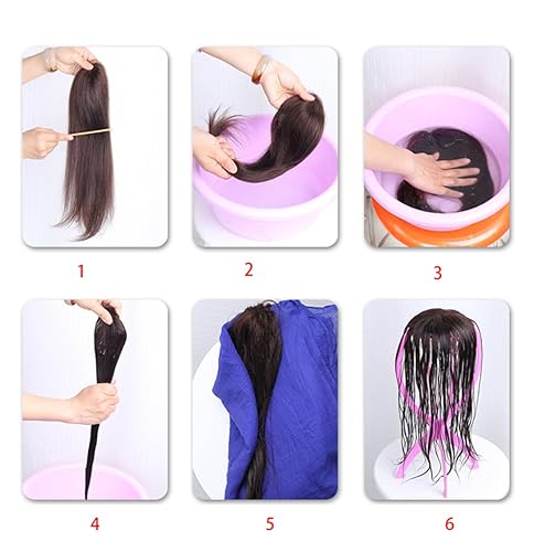Miniatura 8 de Susanki Peluca de cabello humano ondulado corto de 6 pulgadas con clip, extensiones para mujer (color marrón oscuro)