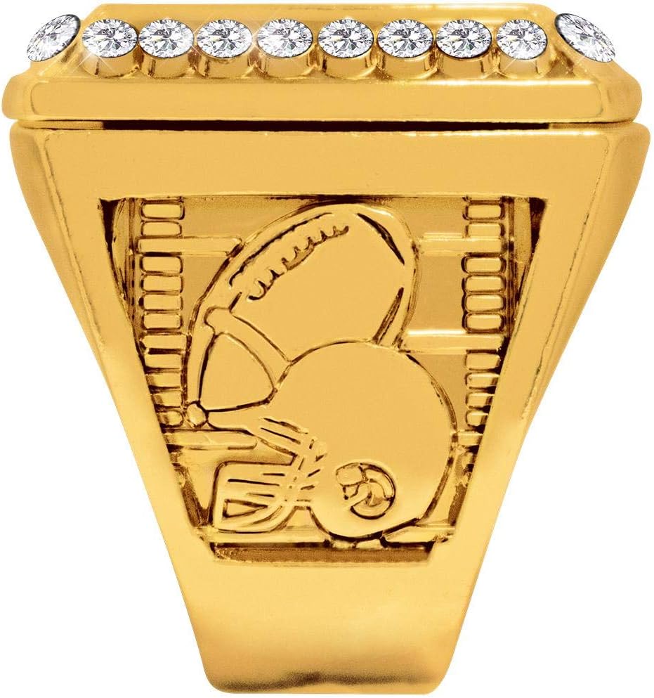 Crown Awards Fantasy Football Champion Rings - Gold Deluxe Fantasy Football Ring with Gems - Choose Ring Size Prime