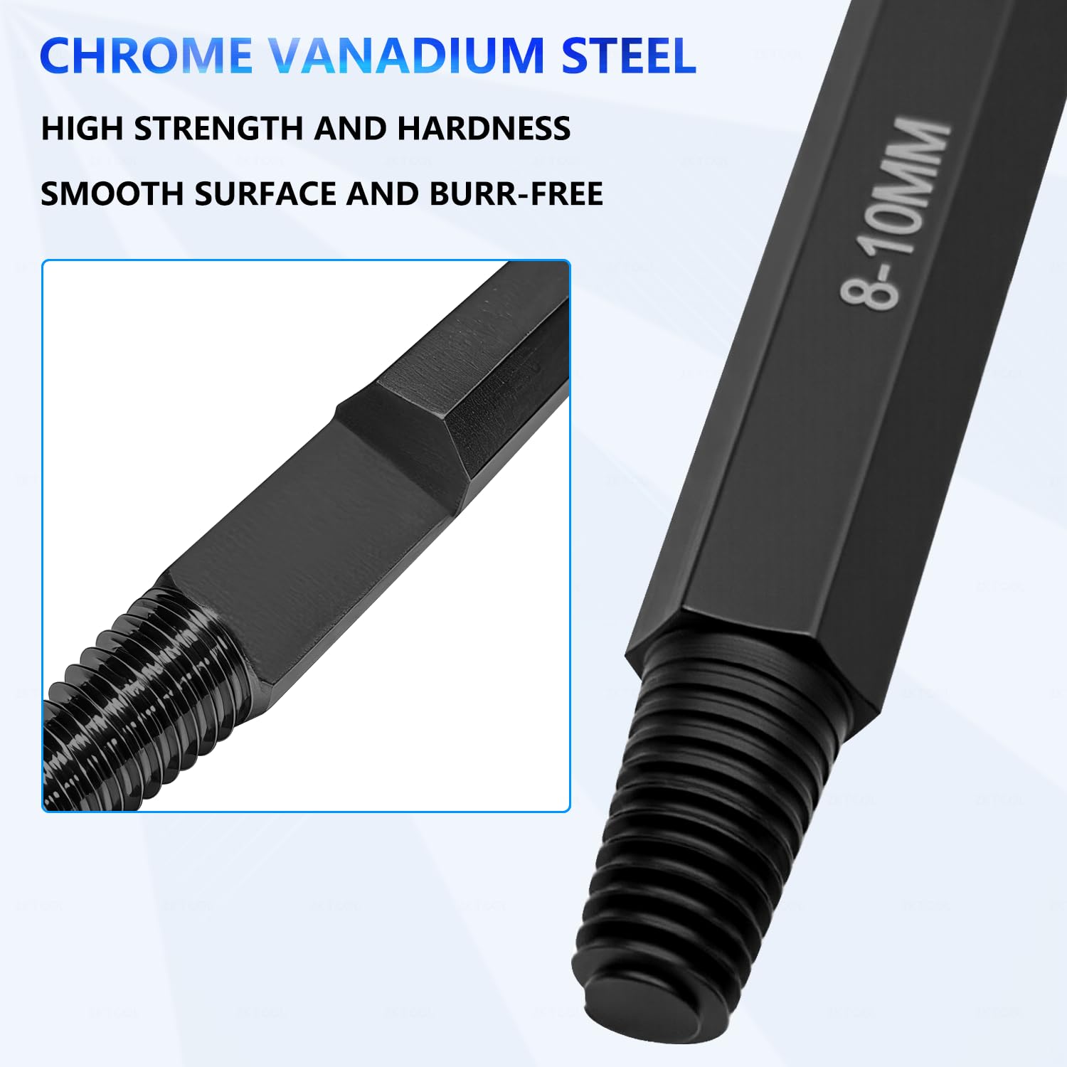 ZKTOOL Rimozione universale della candela rotta da 4 ~ 12 mm, estrattore di filo rotto, rubinetto con filettatura inversa, cono inverso, utilizzato per rimuovere candele bloccate o danneggiate, con