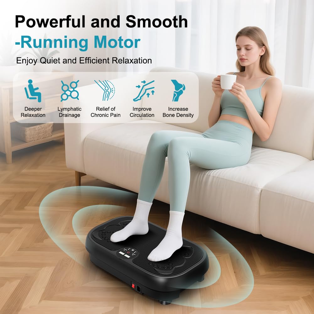 Attrezzo fitness maturo con piastra vibrante, piattaforma fitness per tutto il corpo, vassoio vibrante, drenaggio linfatico, agitazione per la perdita di peso, brucia grassi con 2