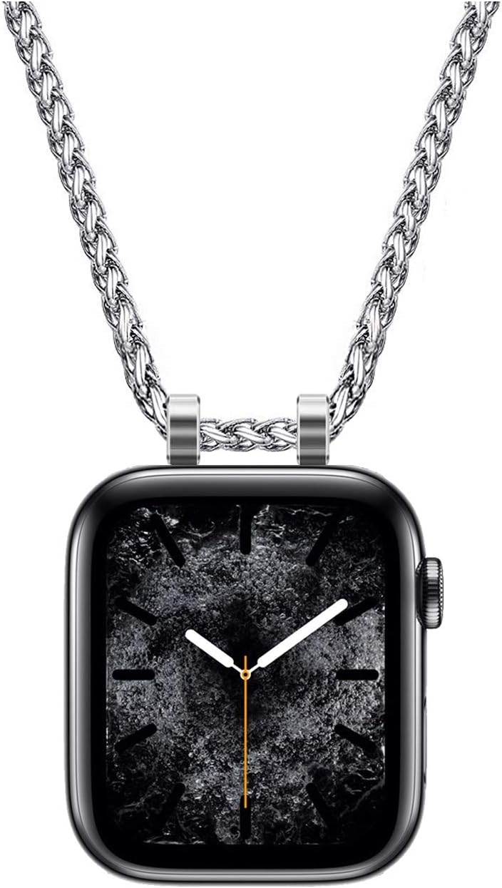 Necklace Adapter Pendant Compatible with Apple Watch, Infinity & Double Loop Connector Comes with 32inch Stainless Rollo Wheat Chain 3mm for iWatch Series 10/9/8/7/6/5/4/SE/Ultra 2/Ultra