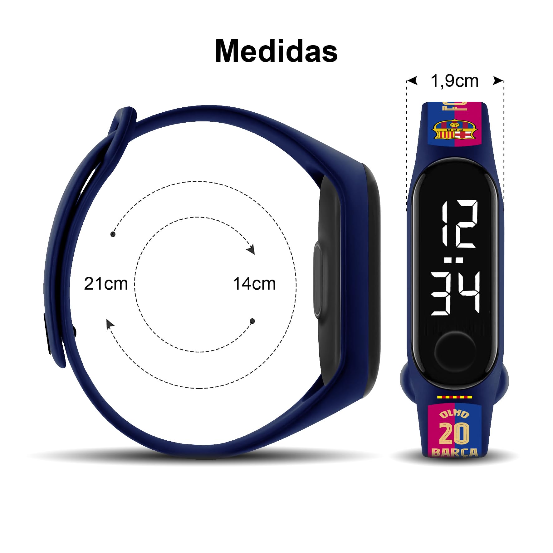 FIT & FUN Correa Oficial FC Barcelona + Reloj Digital Compatible – Resistente al Agua, Reloj Deportivo con Funciones de Calendario, Diseño Oficial del Barça