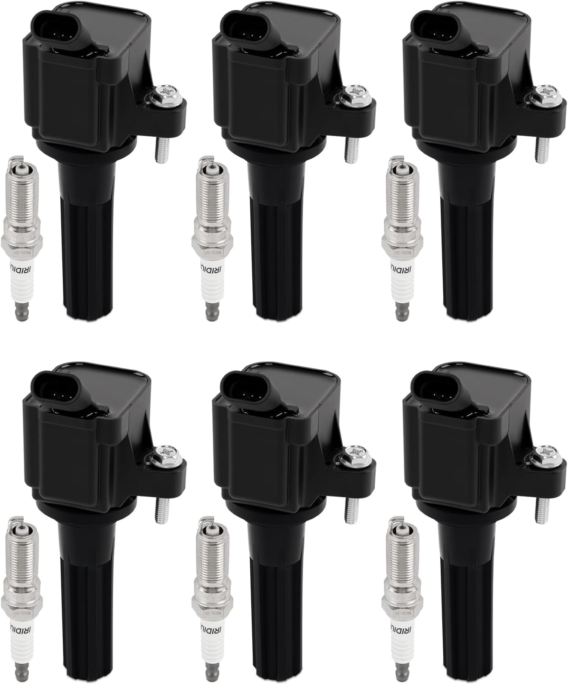 Set of 6 UF497 Ignition Coils & Iridium Spark Plugs Compatible with Chevrolet 2007-2012 Colorado 3.7L L5, Ignition Coil Pack Compatible with GMC 2007-2012 Canyon 2.9L L4, Replaces 12596547 12619472