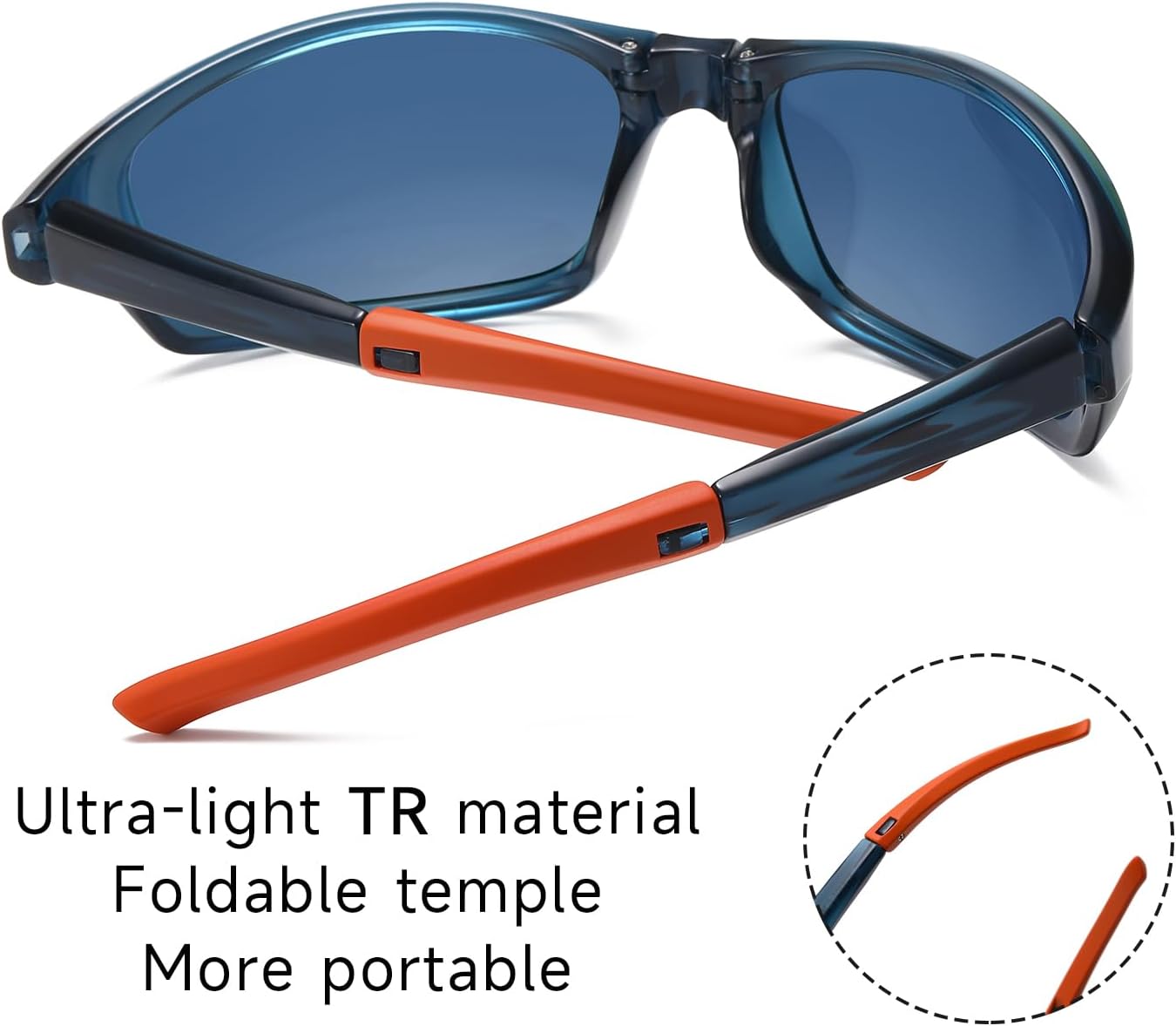 Foldable Polarized Wrap Around Sunglasses For Men - Lightweight Cycling Sports for Fishing Glasses UV Protection - Image 4