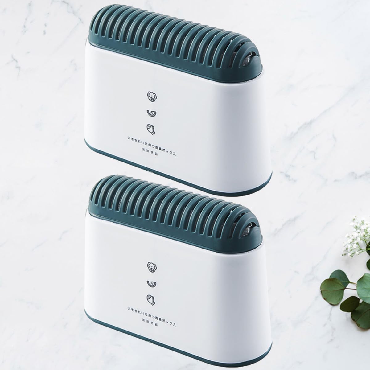Housoutil Estuche de Carbón Activado para Refrigerador y Congelador, Set de 2 Cajas Reutilizables de Polipropileno, Elimina Olores y Conserva Frescura en Alimentos y Espacios Interiores