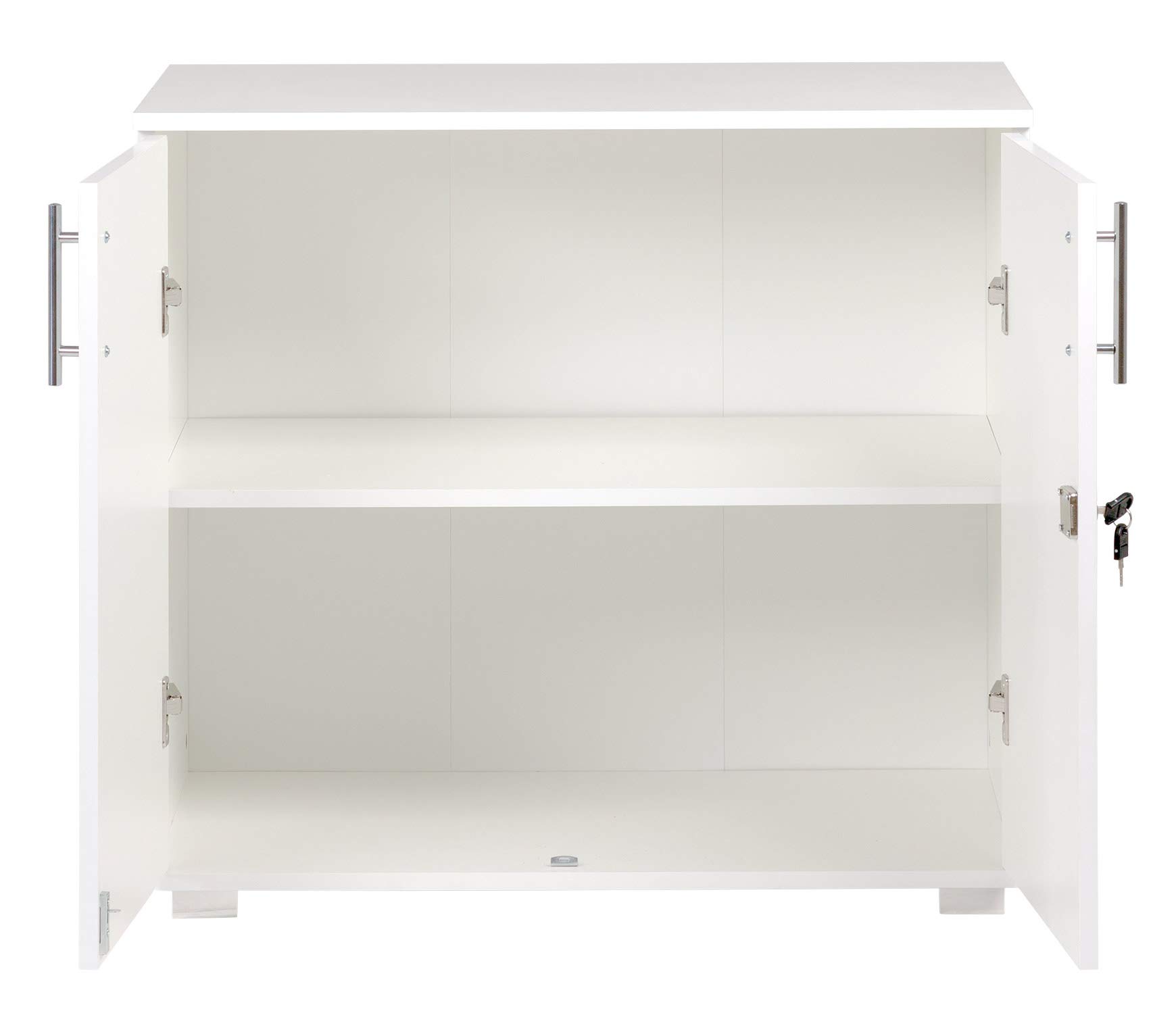 MMT Furniture Designs Ltd Armoire de rangement de bureau blanche avec 2 portes, verrouillable, hauteur 75 cm