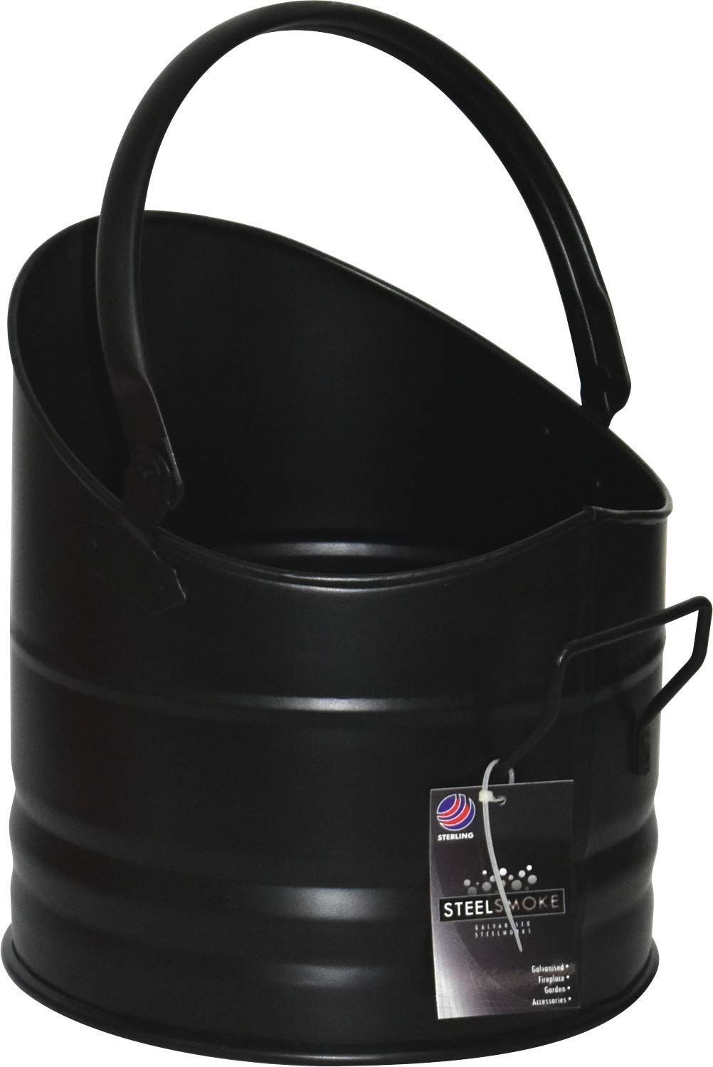 Sterling Ventures Galvanised Mini Coal Hod Log Holder (Black, Indoor Fireplace)