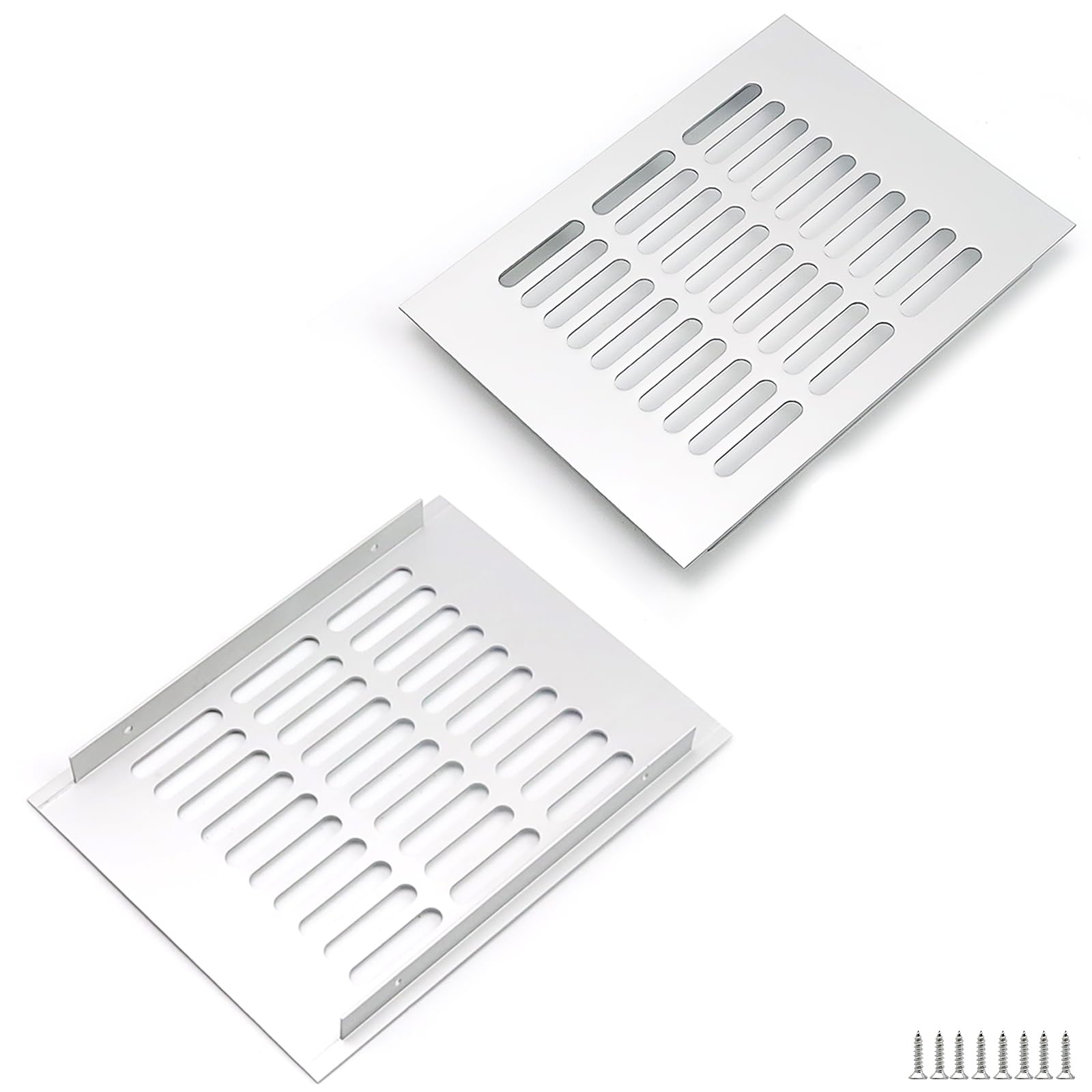 WJUAN 2 Pieces Aluminum Ventilation Grille 200x150mm Silver Rectangular - Ventilation Grille for Cabinets, Bedrooms & Doors