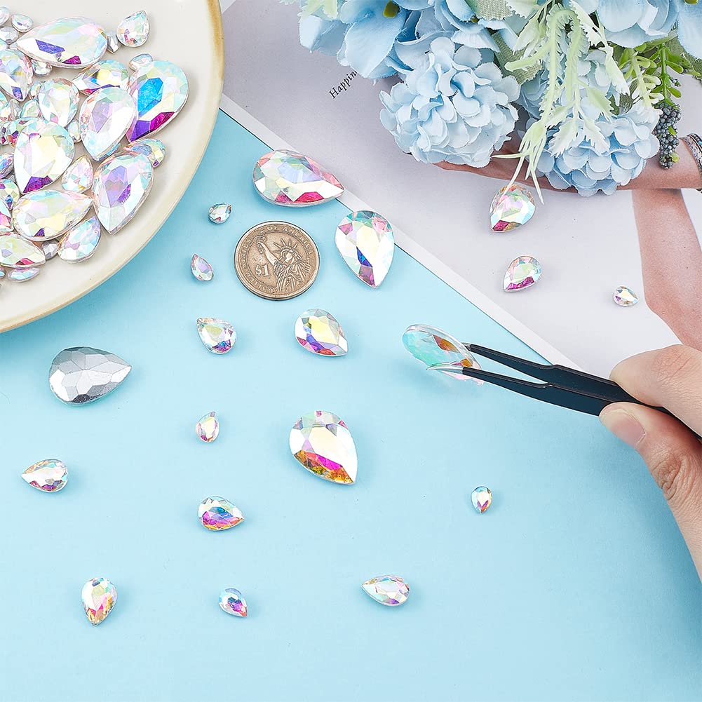 FINGERINSPIRE 78-Piece Red Heart Rhinestones - 6 Sizes Pointed Back Glass Gems For Jewelry Making