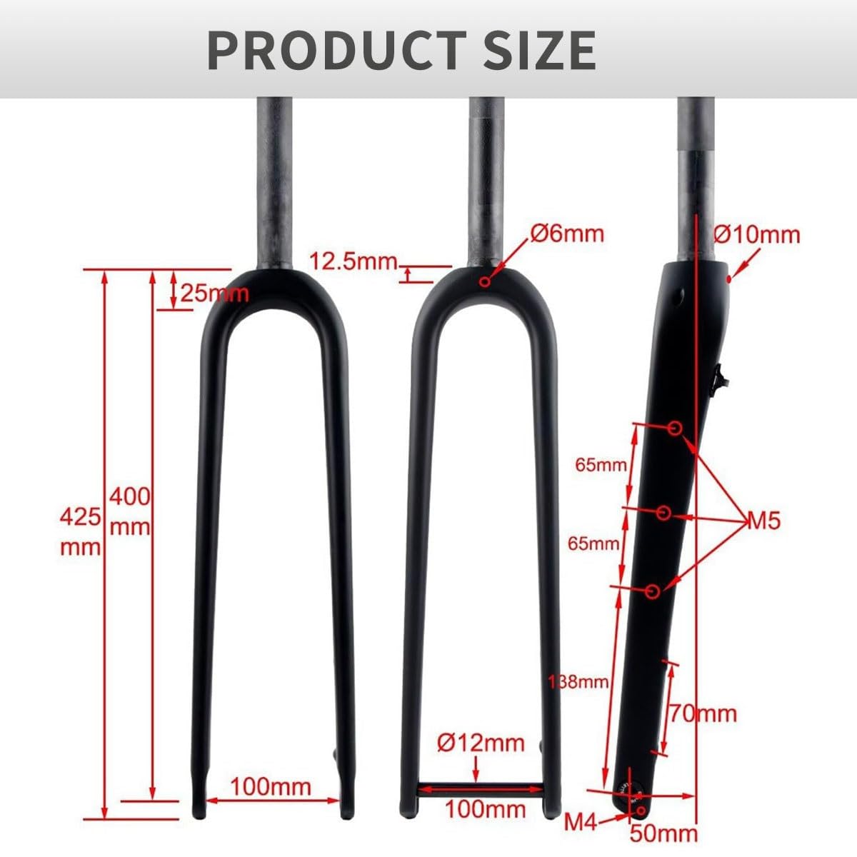 Starrgabel für Gravelbikes, 700C, 28,6 mm, 1 1/8" Gewinde, gerades/konisches Rohr, Vollcarbon, Rennräder, Scheibenbremse, Steckachse vorne 12 x 100 mm