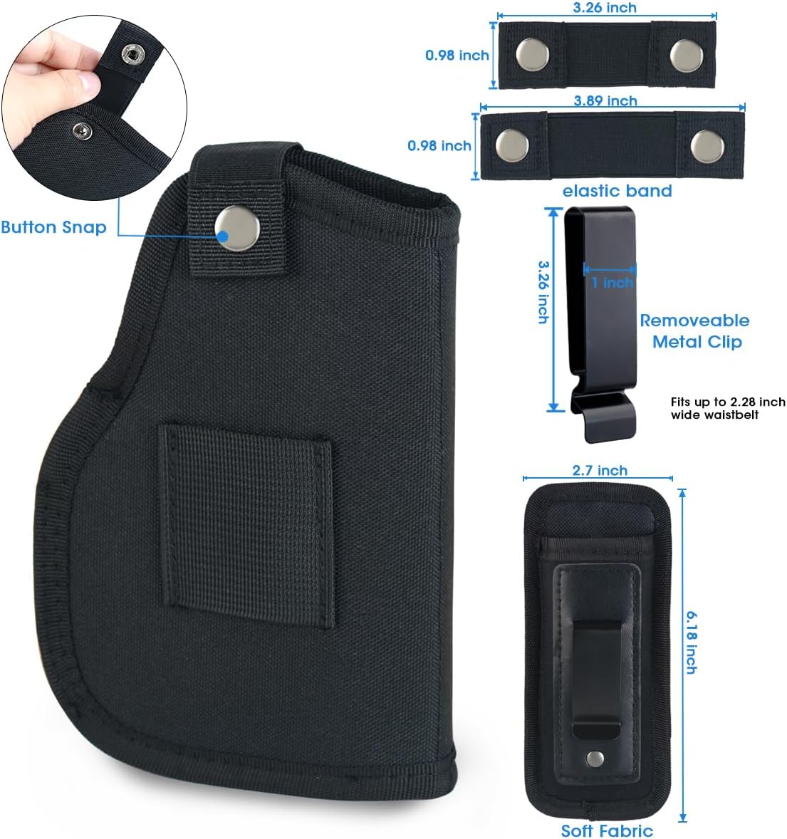 OWB Holster for Pistols with Flashlight or Laser + Universal Holster Right or Left Hand