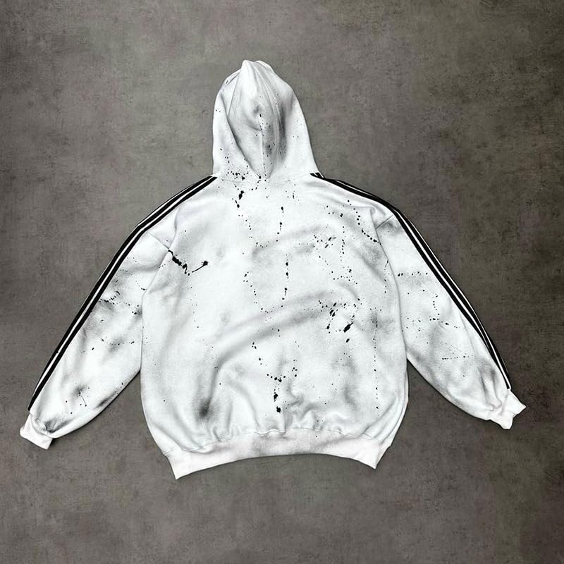 Men's Hoodie Printed Super Street Headwear Retro Hip Hop Y2k Sportswear Pocket Pullover (grey,L)4