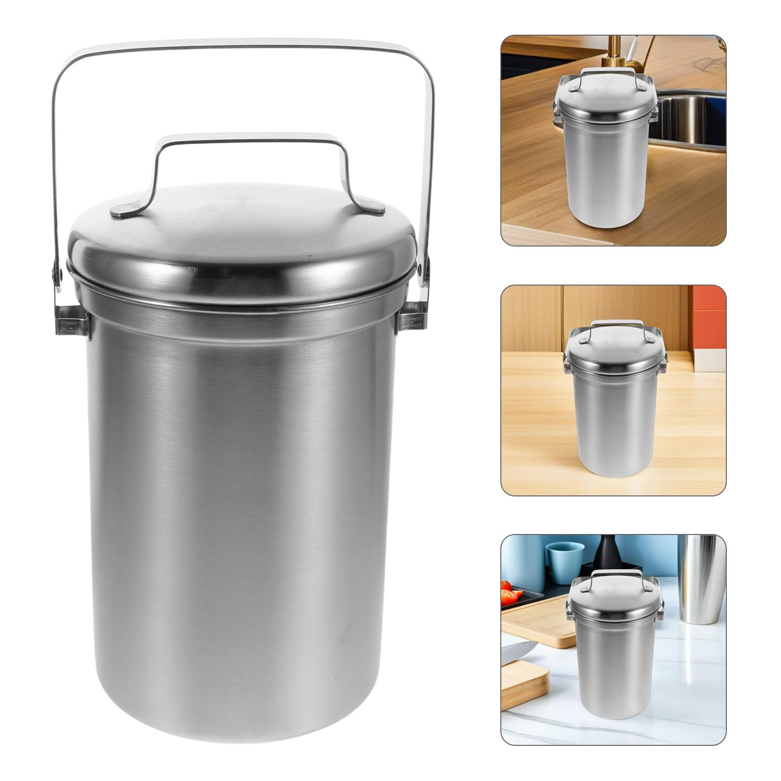 Küchenkomposteimer 3 Liter aus Edelstahl Geruchsdichter Kompostbehälter mit Deckel Kompakter Biomülleimer für Innenräume und Küchenarbeitsplatte