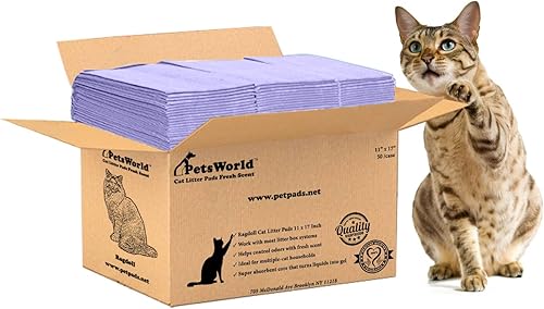 PETSWORLD Almohadillas perfumadas frescas para gatos Tidy Cats Breeze Litter System 50 almohadillas para caja de arena para gatos, 16.9 x 11.4