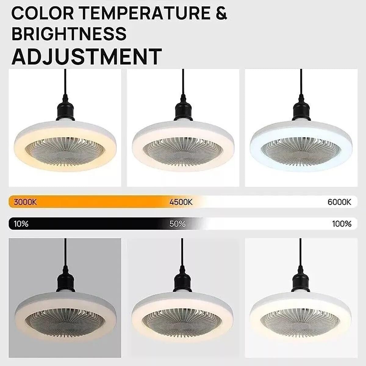 ALLPRESS Ventilatore da Soffitto con Luce LED, Attacco E27, Materiale ABS, Regolabile, Design 2 in 1, con Telecomando, per Casa e Ufficio AS-01579