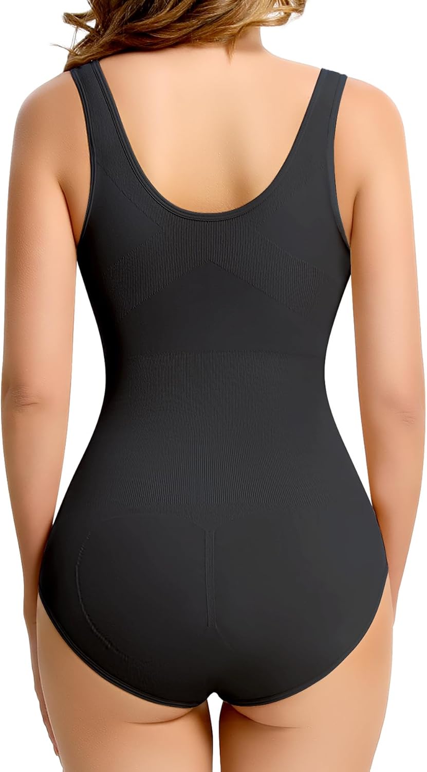Shapewear Bodysuits for Women, Tummy Control Body Suits Wide Straps Body Shaper V Neck - Image 2