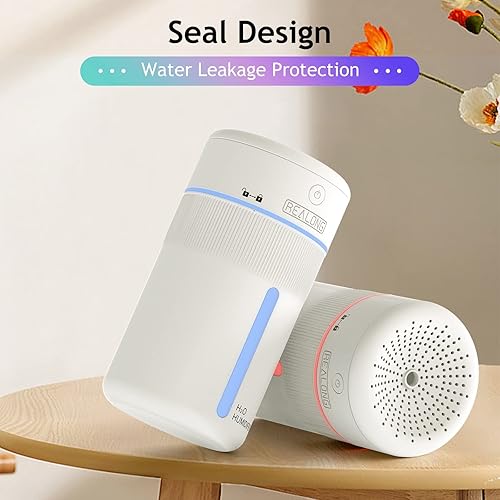 Miniatura 8 de Humidificadores pequeños para dormitorio, mini humidificador de niebla fría de 13.5 fl oz, humidificadores portátiles de escritorio personal blanco