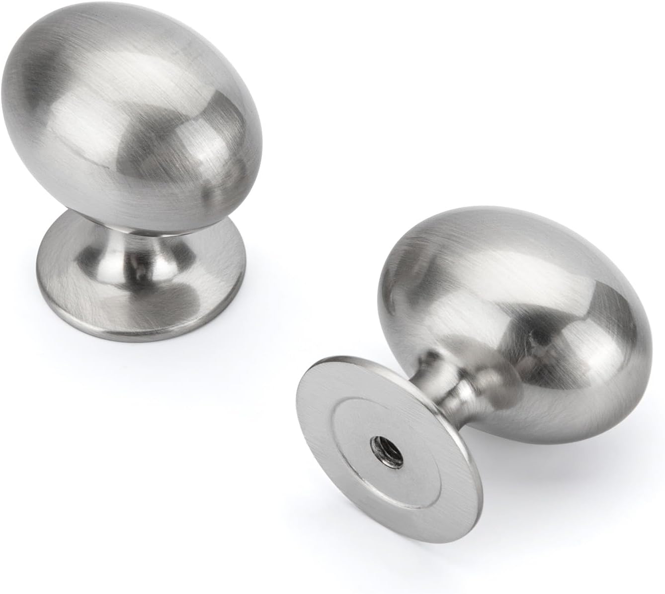 homdiy 20 Pack Solid Brushed Nickel Cabinet Knobs 1-5/16 inch Oval Drawer Knobs Silver Kitchen Cabinet Handles for Cupboard Dresser