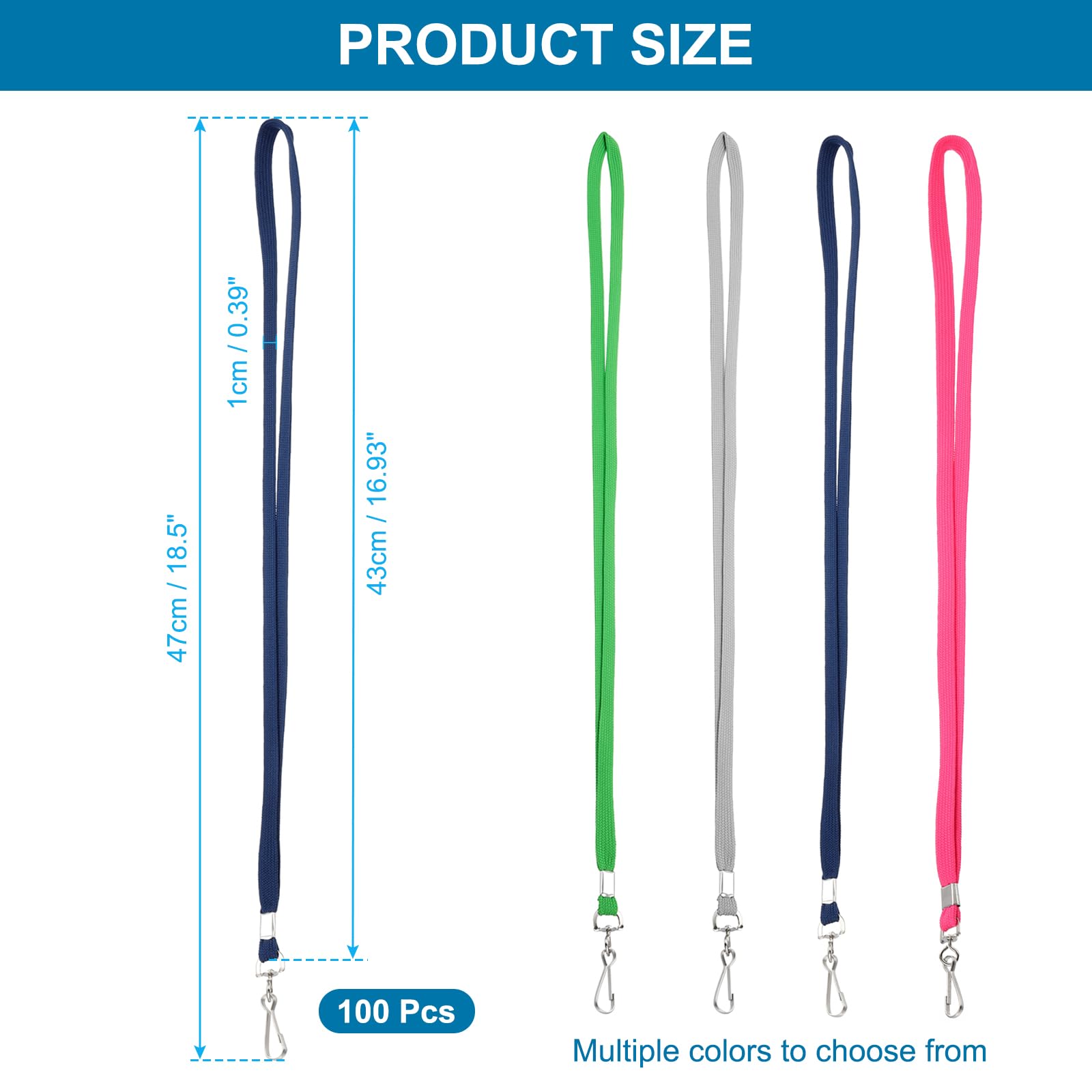 PATIKIL 47cm Lanyards Bulk, 100pcs Badge Lanyard for ID Badges Teacher Lanyards Durable Neck Lanyard with Clip… - Image 2