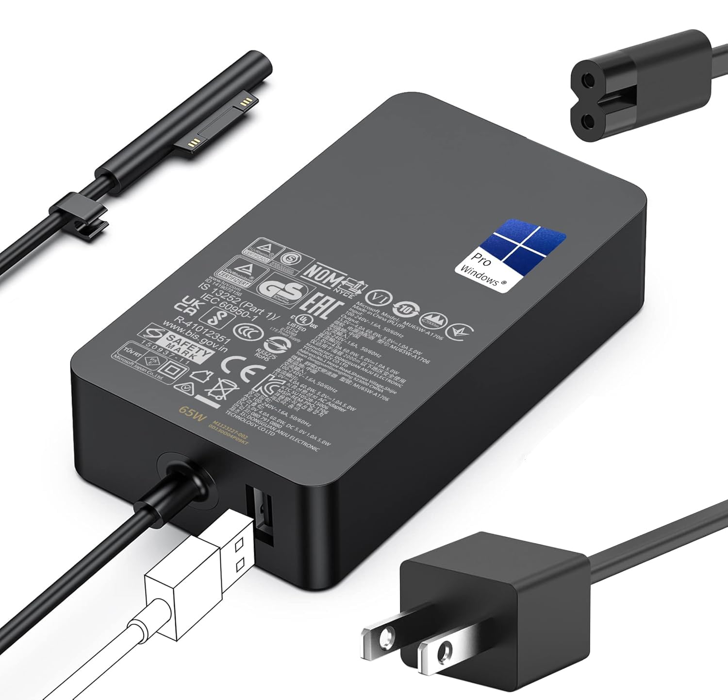 Cargador Surface Pro De 65 W, Cargador Surface Para Laptop Microsoft Surface Pro 987 76543 Surface Laptop 54321studio Surface Book 21 Surface Go