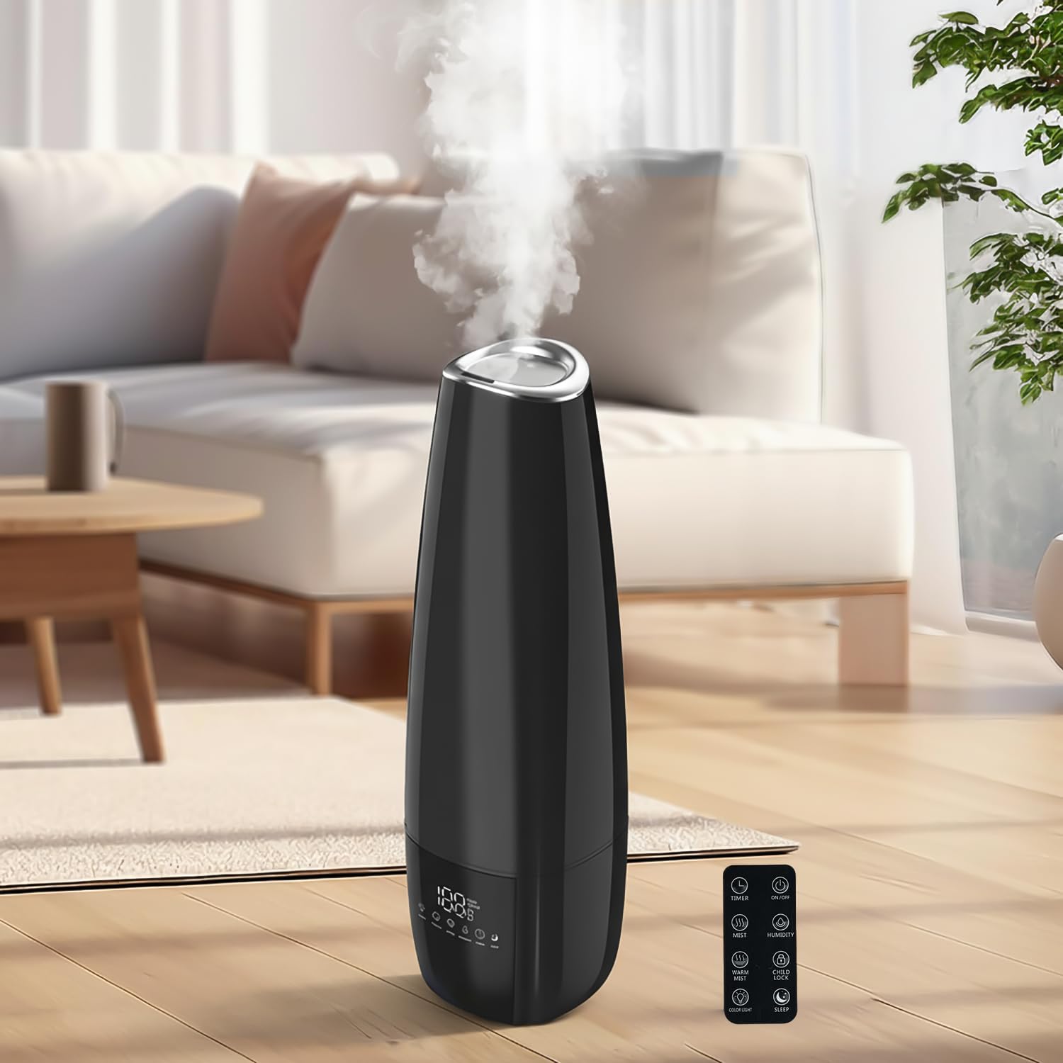Mobigon 6.5L Smart Ultrasonic Cool Mist Humidifier with Essential Oil Diffuser - Black