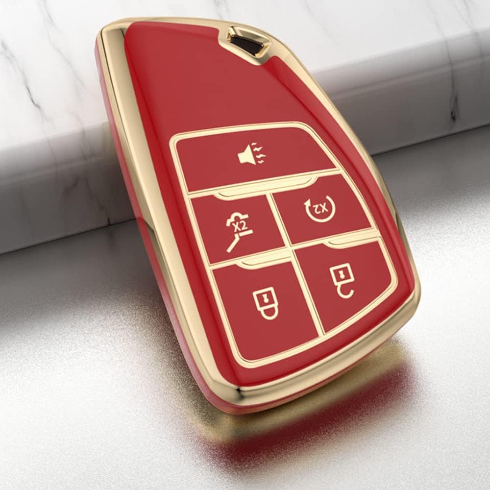 KUNIO Car Key Fob Cover Fit for Chevrolet Suburban Tahoe GMC Yukon Buick Envision Key Protective Cover Keychain Key Holder