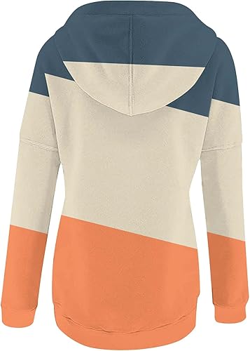 Miniatura 3 de DOLKFU Sudadera de manga larga con cuello para mujer, con estampado gráfico degradado, con botones, ajuste holgado, ropa de otoño