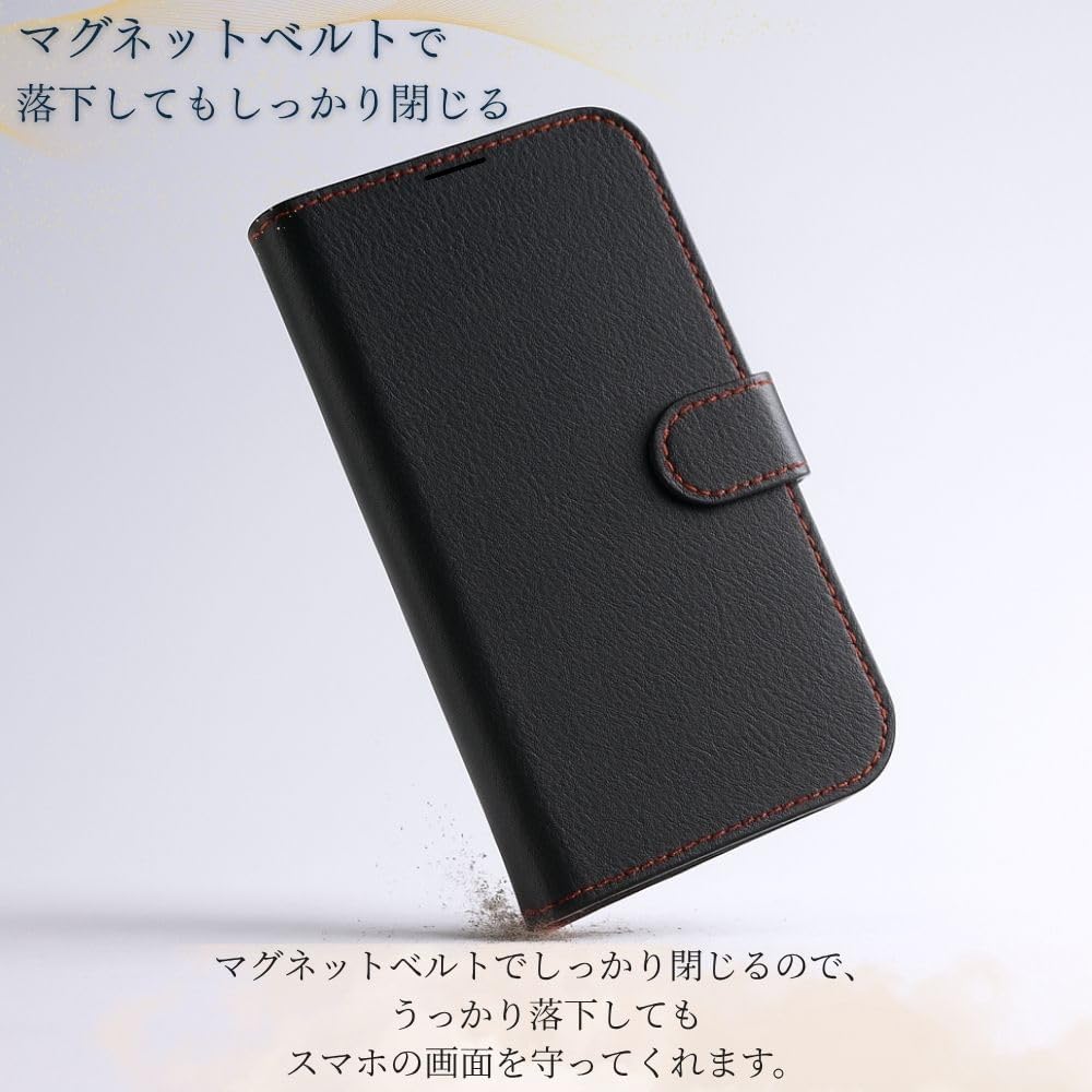 レイ・アウト Layout Galaxy S25Ultra Case Notebook Type Magnet Galaxy S25Ultra Galaxy Shock Resistant Leather Black Red Cover Soft Hard Smartphone Cover Smartphone Case Black Red