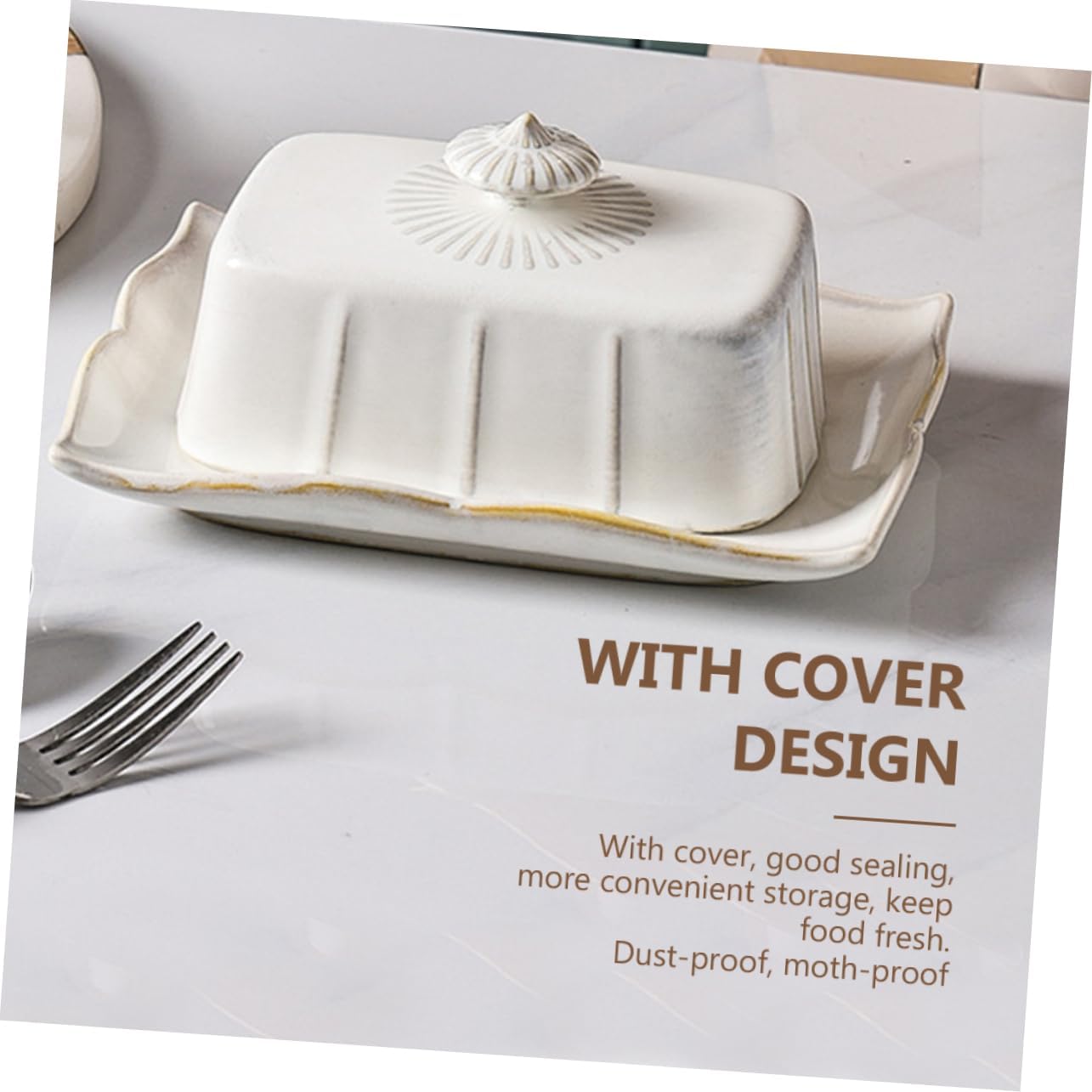 Ceramic Butter Plate with Lid Food Grade Pastry Tray for Dessert and Cheese Storage Smooth Food Serving Dish Elegant White Household Butter Holder for Family Use