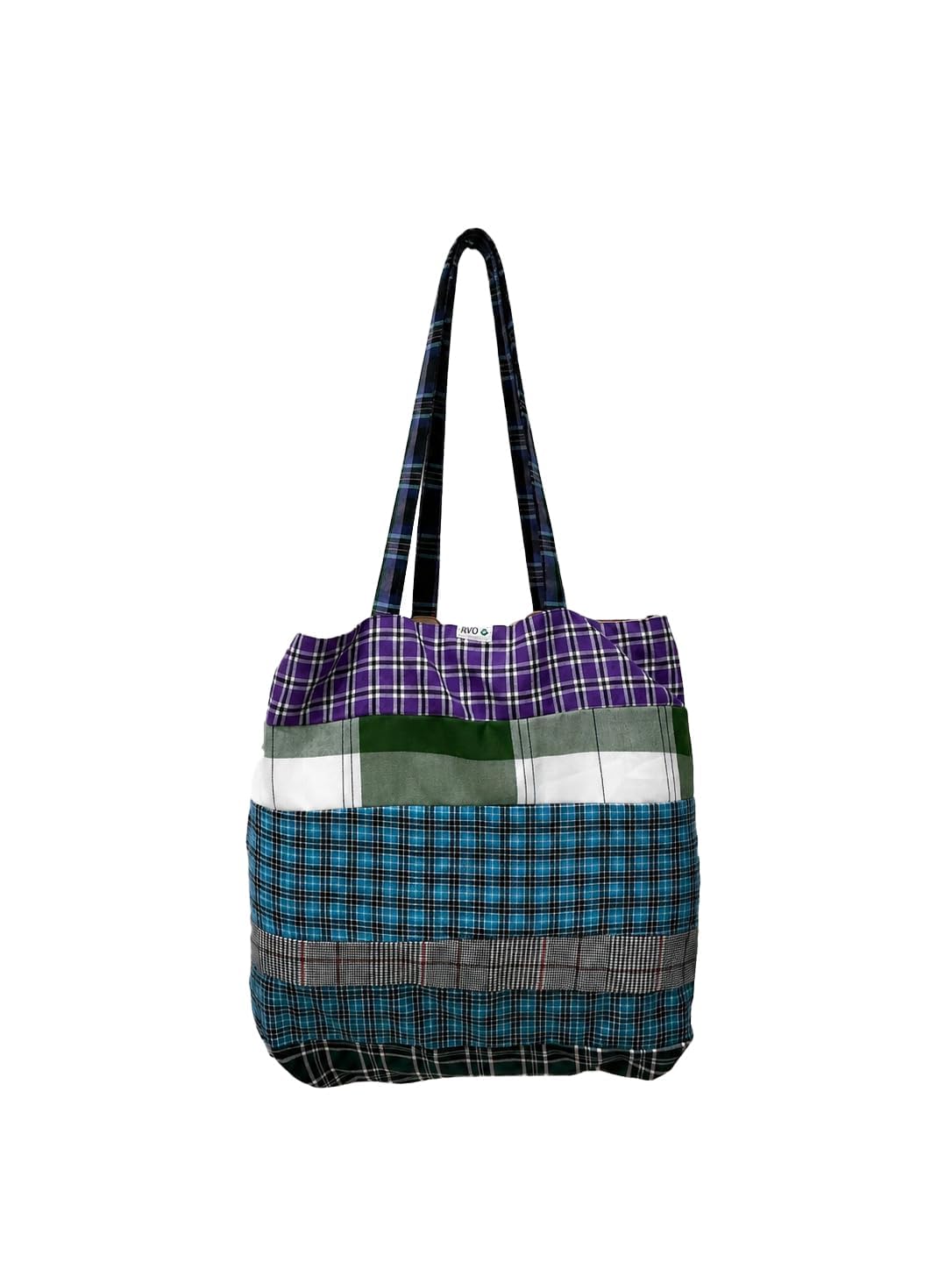 RVO Fabrics Checked Patchwork Tote Bag-image-1