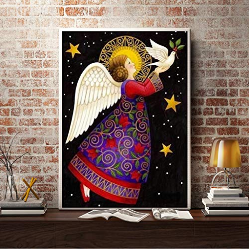 Diy 5D Square Diamond Painting By Number Kit, Angel Paint By Sticker Rhinestone Embroidery Kits For Adults Cross Stitch For Children Supply Arts Craft Canvas Wall Decor Stickers Home 12X16 Inches #TOP2