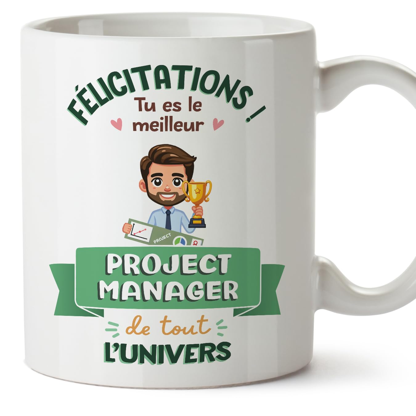 MUGFFINS Project Manager Man Mug - in French - Meilleur Univers Trophée - Funny Gift for Colleagues - Ceramic 11oz Mug — image 1