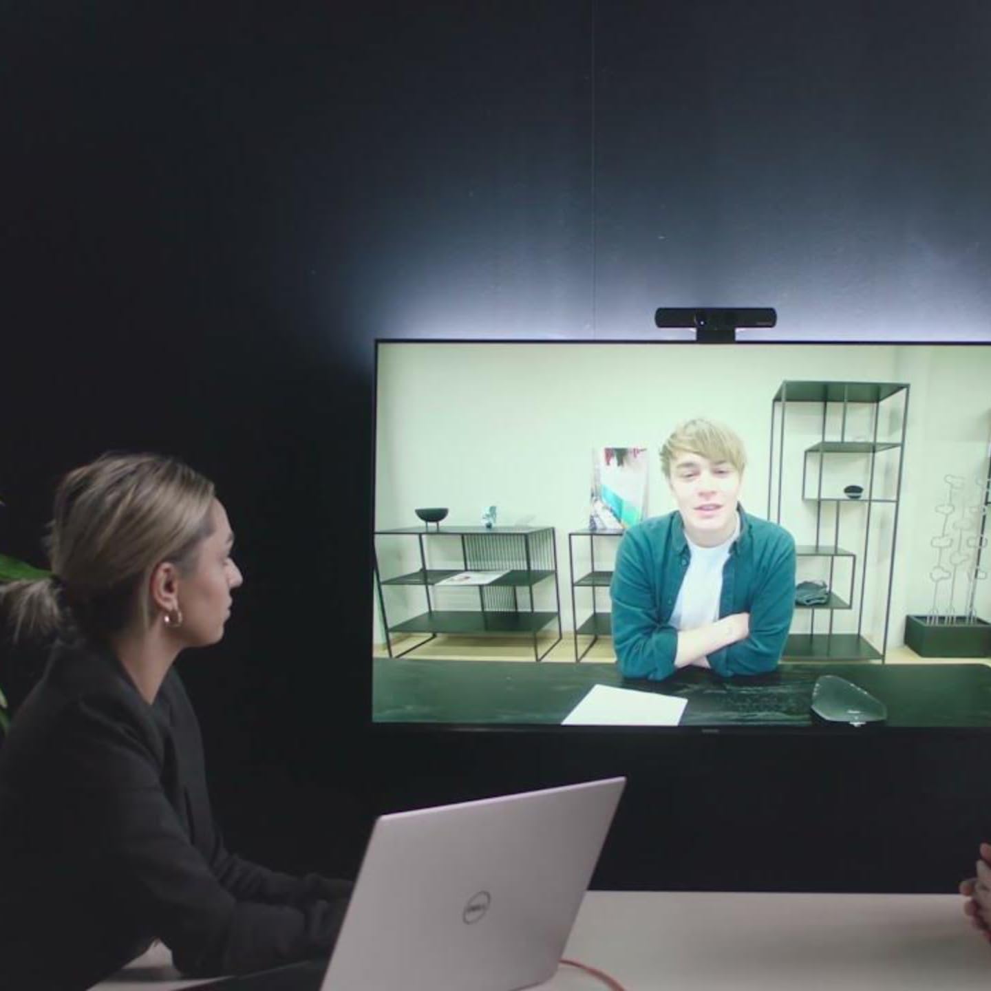 Konftel CAM 20 Conference Camera mounted on a display