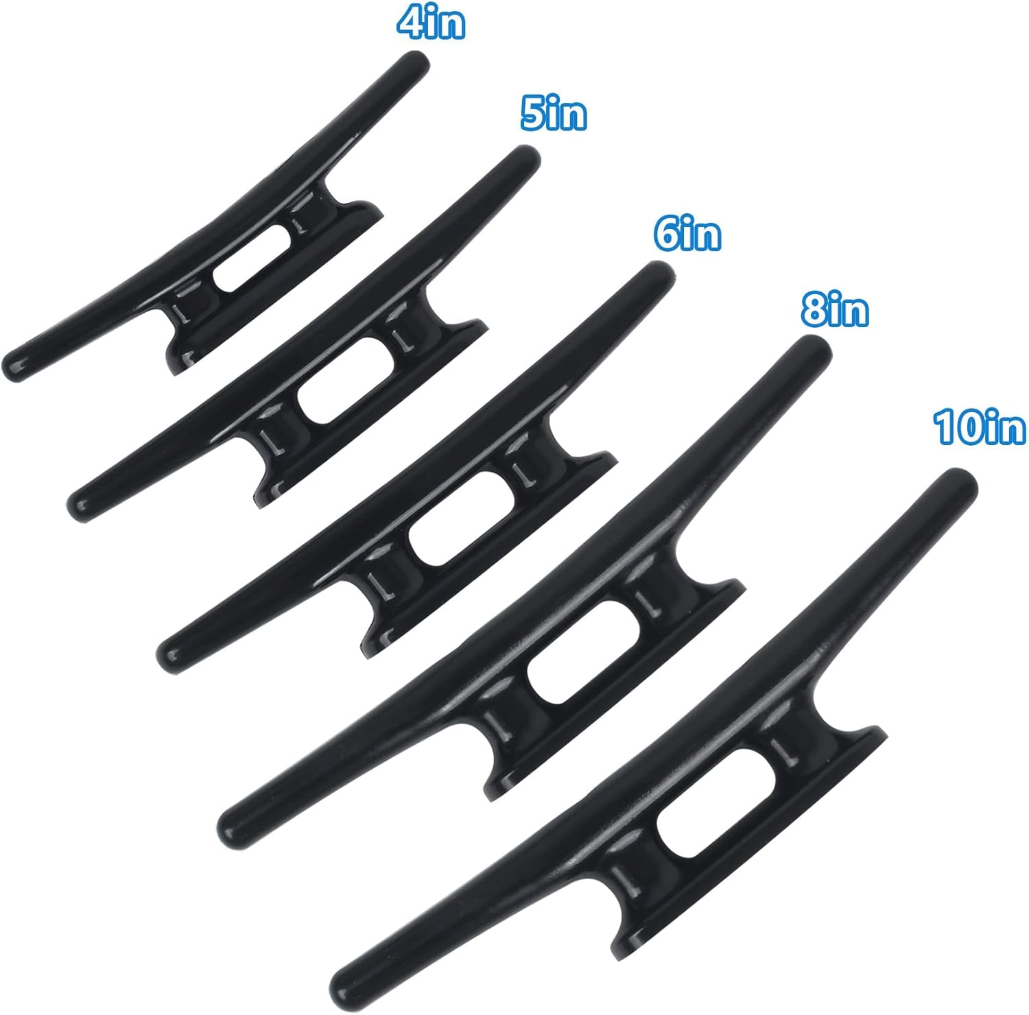 Boat Dock Cleats 4"/5"/6"/8" (4, 6 Pack) Black Nylon Boat Cleats with Hardware Boat Rope Cleat Tie Downs Dock Cleat
