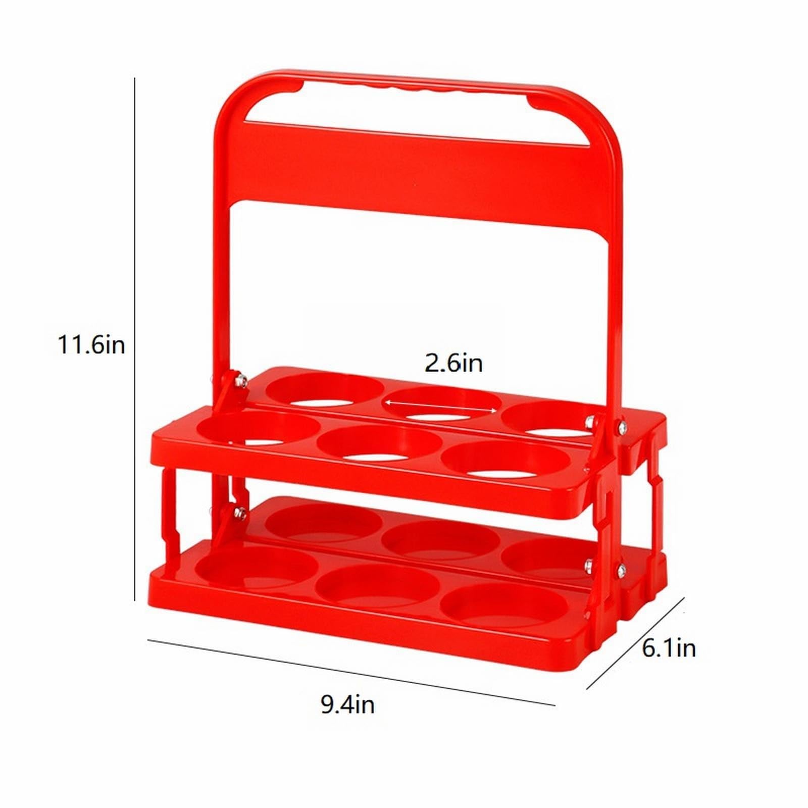 Portabottiglie portatile in plastica riutilizzabile, per bottiglie di birra, caffè, bevande, portabicchieri con 6 fori, con manico, per catering, ristorante, viaggi, auto sotto il ripiano (giallo