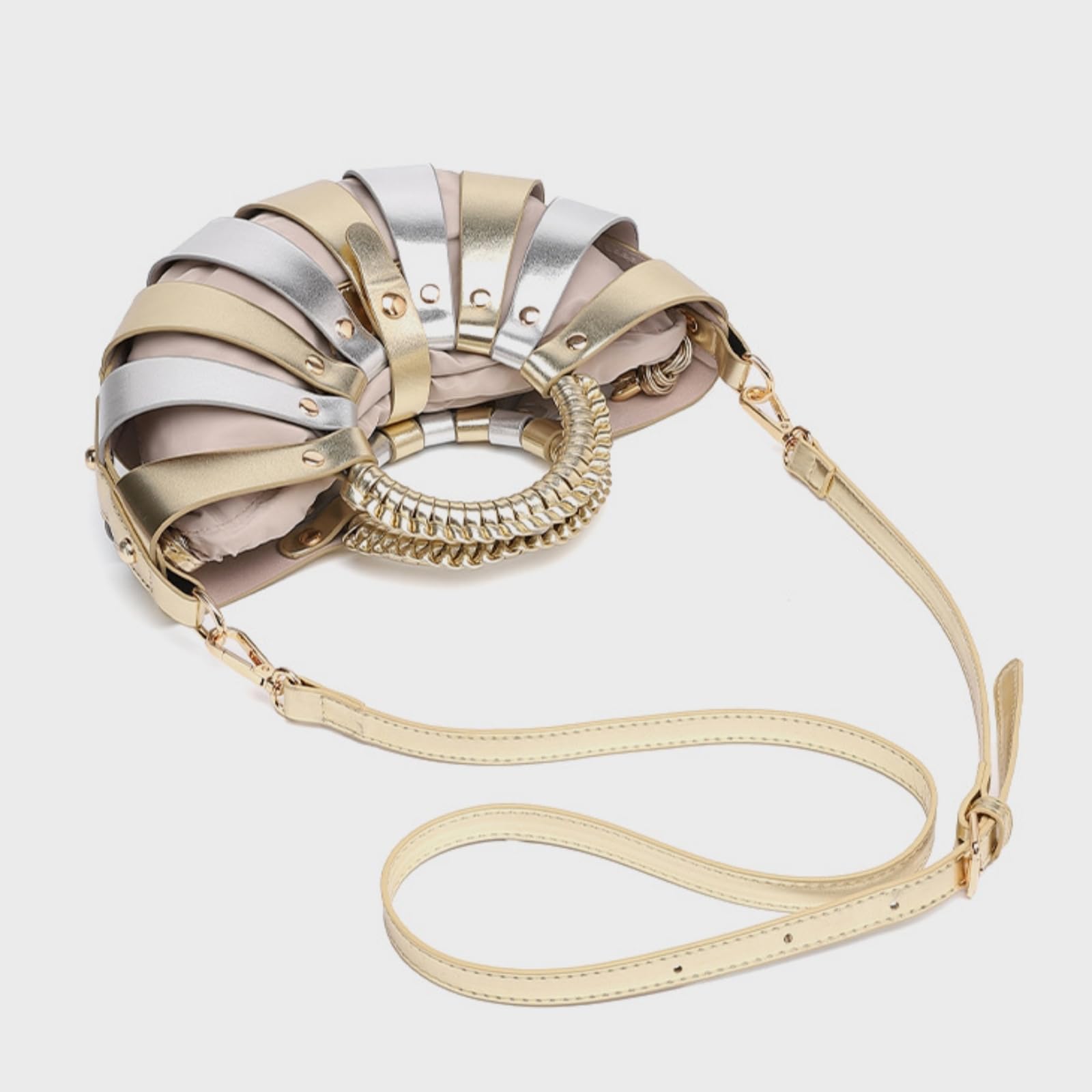Borsa Donna A Conchiglia Cavo delle Donne, Rivetti Pu, Mano Crossbody per Occasioni Serali di Festa Banchetto Nozze
