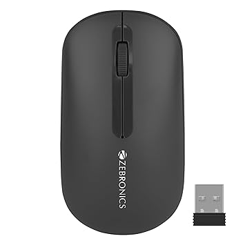 ZEBRONICS Pulse Wireless Mouse, Multi Connectivity, Dual Bluetooth, for Mac, Laptop, Computer, Tablet, 2.4GHz, 1200 DPI, Comfortable & Lightweight (Black) - image, photos