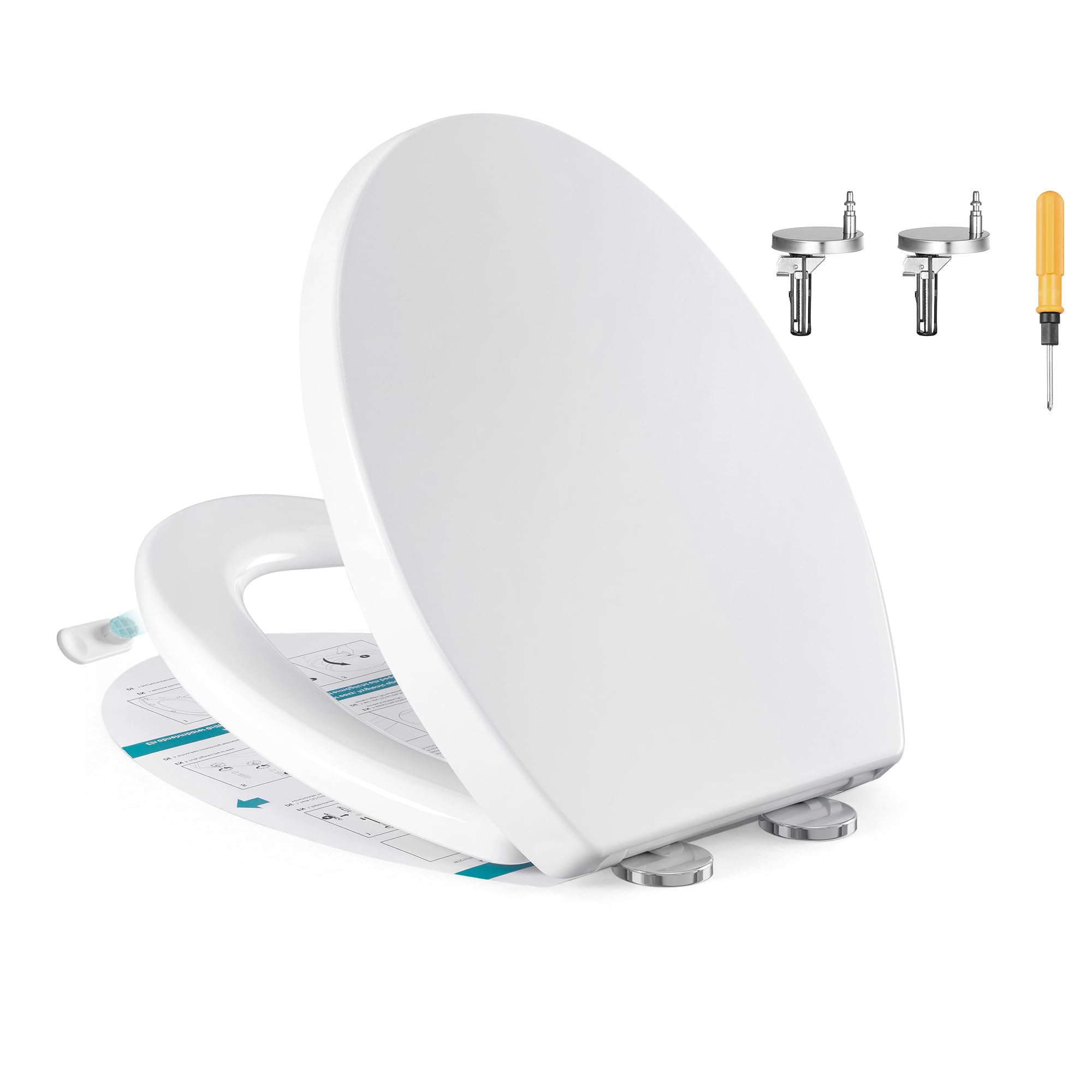SONGMICS Sedile WC a Forma di O, Copriwater a Chiusura Rallentata, Maniglia, Sgancio Rapido, Asse WC Universale Facile da Montare, Sedile Water in Plastica PP, Regge 300 kg, Bianco BTL001WZ01