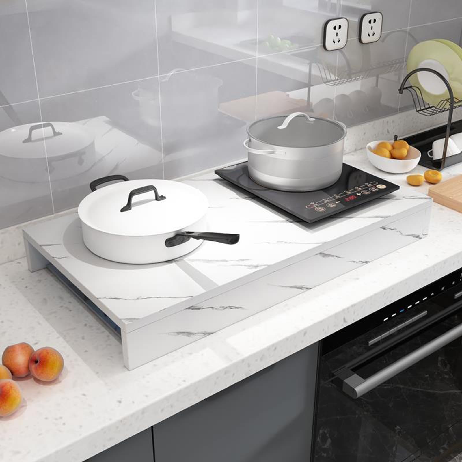 Cubre Encimera Gas, Protector Encimera Cocina, Cubierta Múltiple para Estufas de Hogar y Cocina, Apta para Encimeras, Impermeable(White,50x40x10cm/20x16x4in)