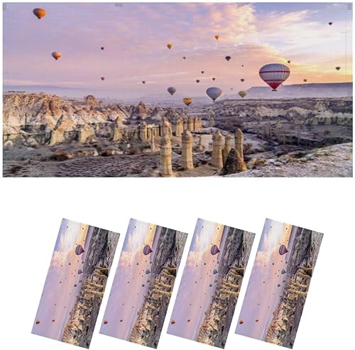 Paquete de 4 cubiertas fluorescentes para luz de techo, filtros de luz magnética decorativa del valle de Capadocia al amanecer para aula, oficina,