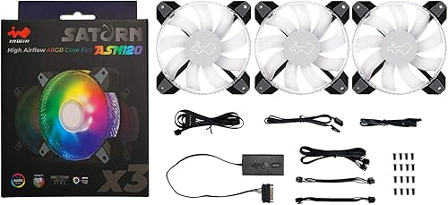 Miniatura 7 de InWin Saturn - Kit de ventilador triple RGB direccionable de 4.724 in (controlador incluido)