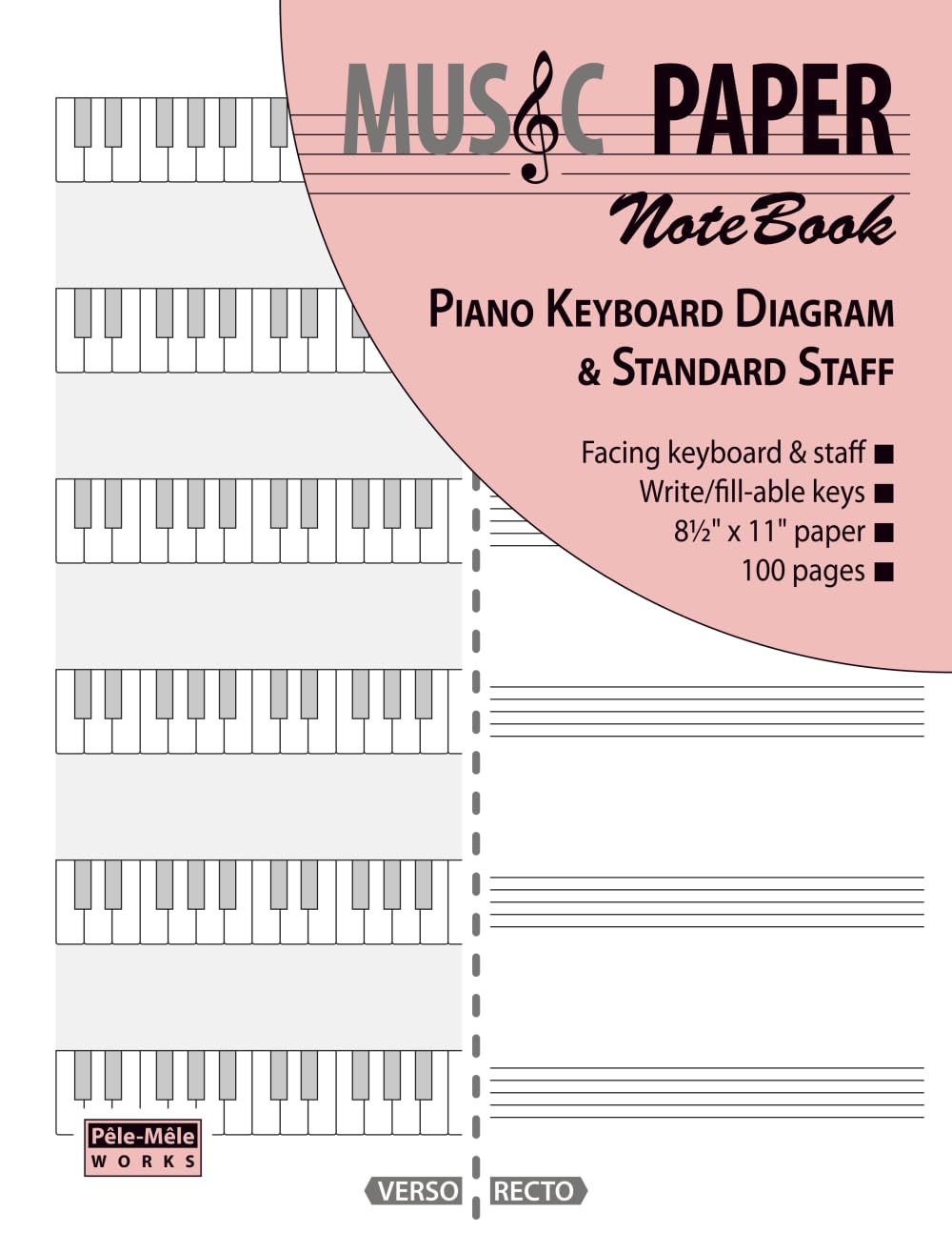 MUSIC PAPER NoteBook - Piano Keyboard Diagram & Standard Staff (piano series)