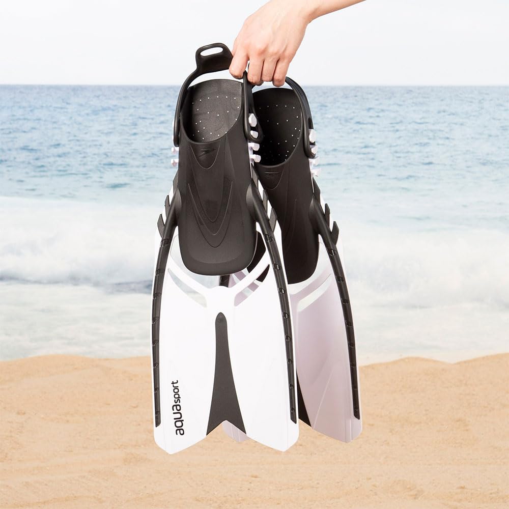 AKTIVE Colorbaby Aqua Sport Adulte, Palmes et Masque de Plongée, Tailles 42,5-47, Masque Antibuée, Valve de Vidange et d'Échappement, sans Latex, Oculaires en Polycarbonate, Anti-Chute