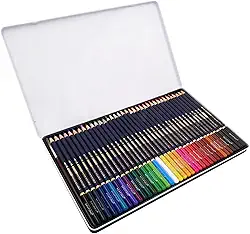 Conjunto de Lápis Aquarela Profissional NYONI 12/24/36/48/72/100 Lápis de Cor Solúvel em Água Lápis de Cor com Pincel e Caixa de Metal Material Artístico para Crianças Estudantes Artistas Adultos para Desenho