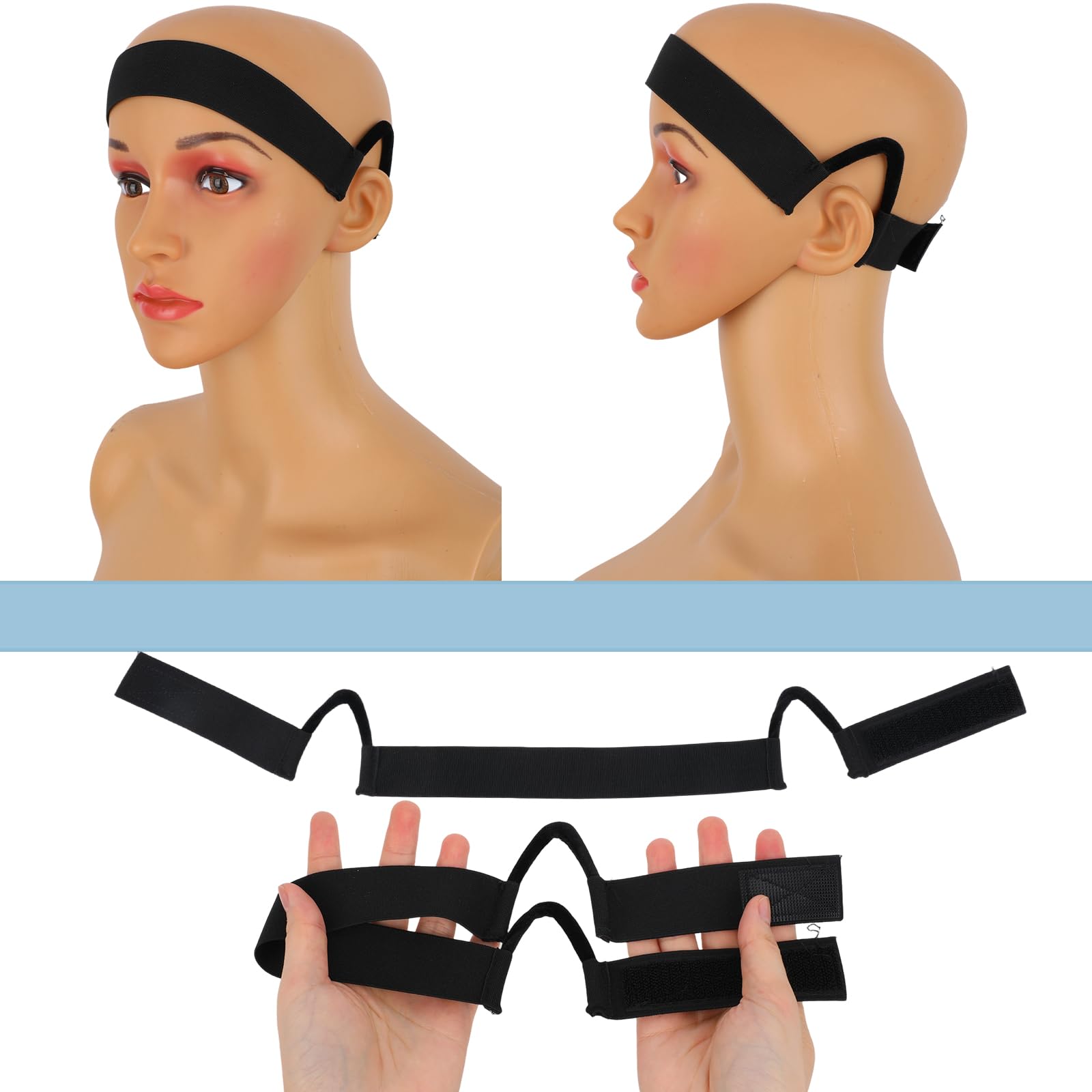 2pcs Wig Band for Lace Front Painless Soft Elastic Melting Band with Ear-Curved Design No Slip Secure Wig Grip Headband for Women (Black) - Image 4