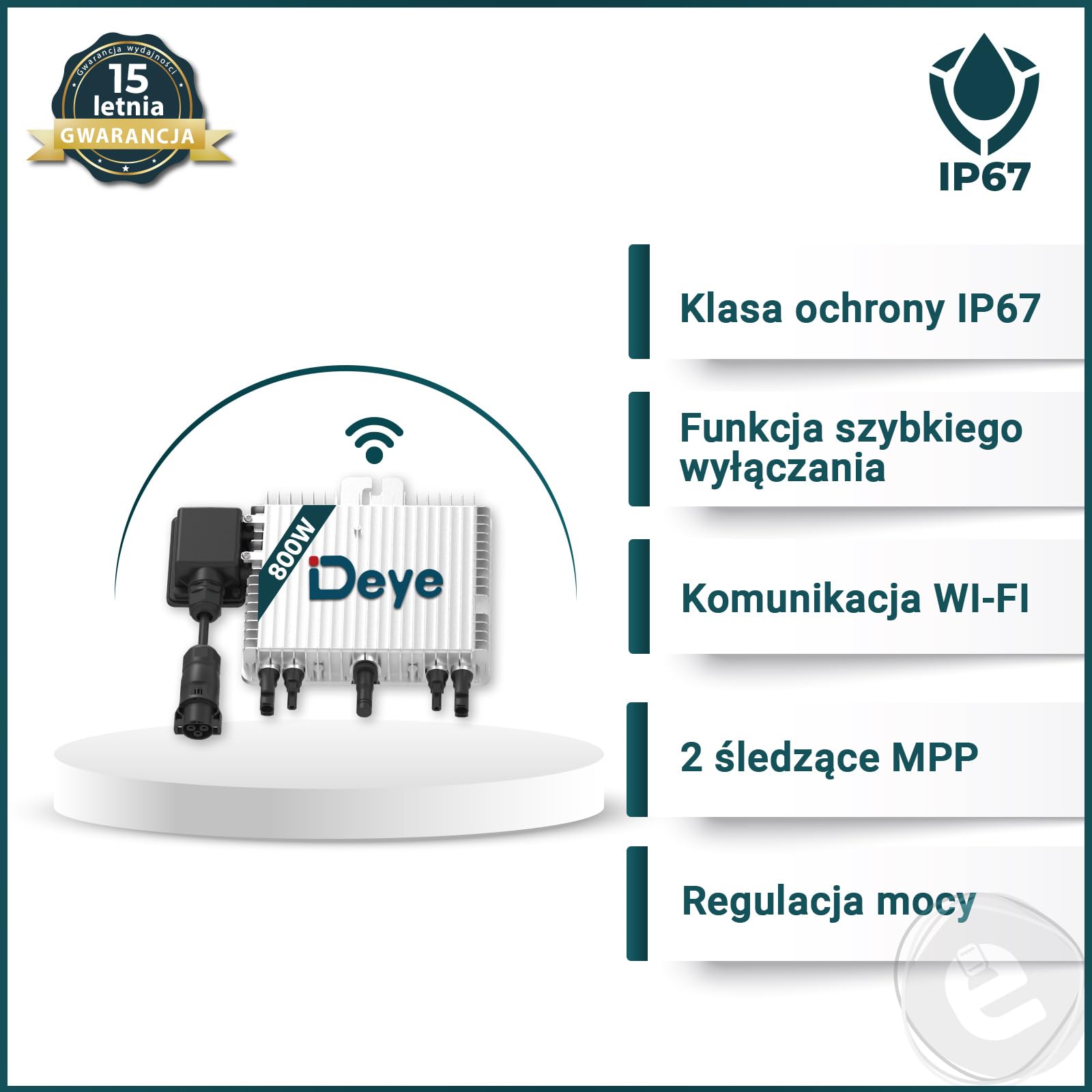 Mikroinwerter Deye 800W SUN-M80G4-EU-Q0 Falownik WIFI Inwerter FOTOWOLTAICZNY WIFI 2x MPPT do elektrowni balkonowej PV