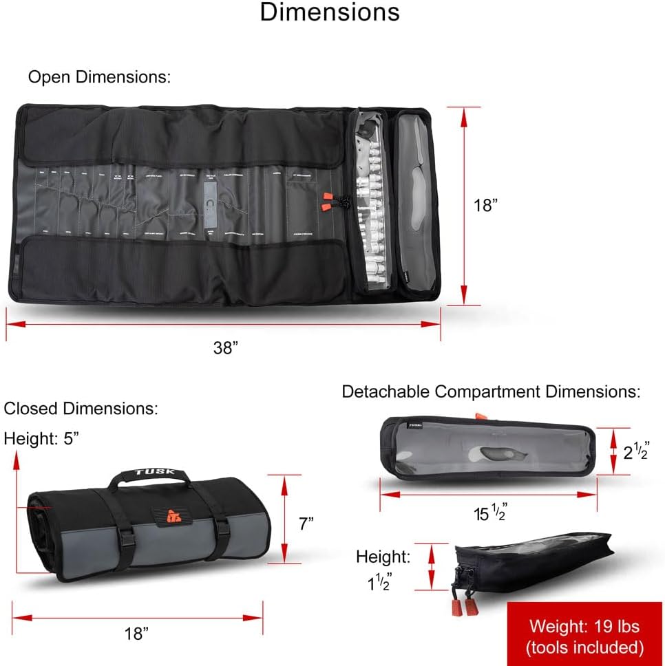 Tusk 211-946-0006 UTV Tool Roll Kit with Belt Removal Tools