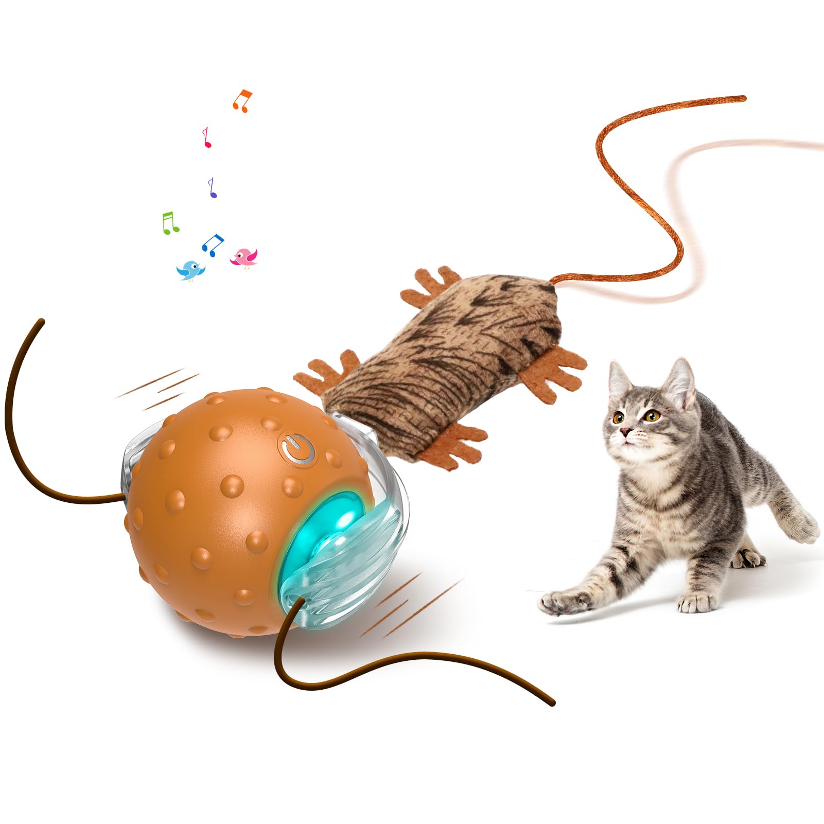 Jouet interactif pour chat Oxawo avec balle rotative et souris mobile