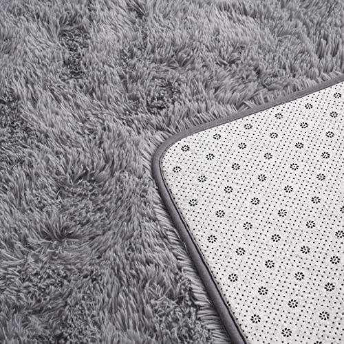 HOMORE Luxury Fluffy Area Rug Modern Shag Rugs for Bedroom Living Room, Super Soft and Comfy Carpet, Cute Carpets for Kids Nursery Girls Home, 8x10 Feet Gray